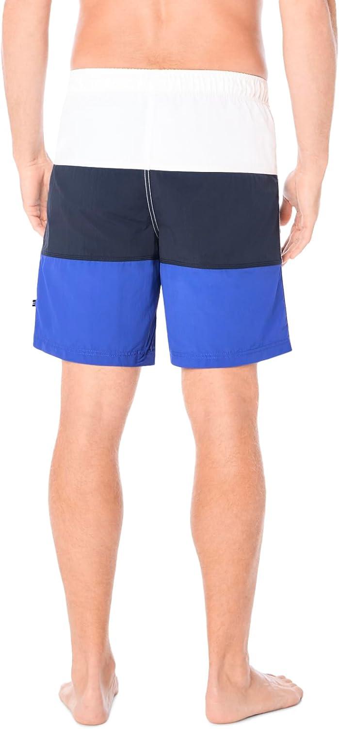 imageNautica Mens Quick Dry Classic Logo TriBlock Series Swim TrunkBright Cobalt