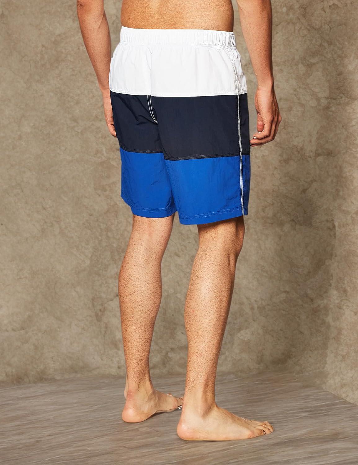 imageNautica Mens Quick Dry Classic Logo TriBlock Series Swim TrunkBright Cobalt