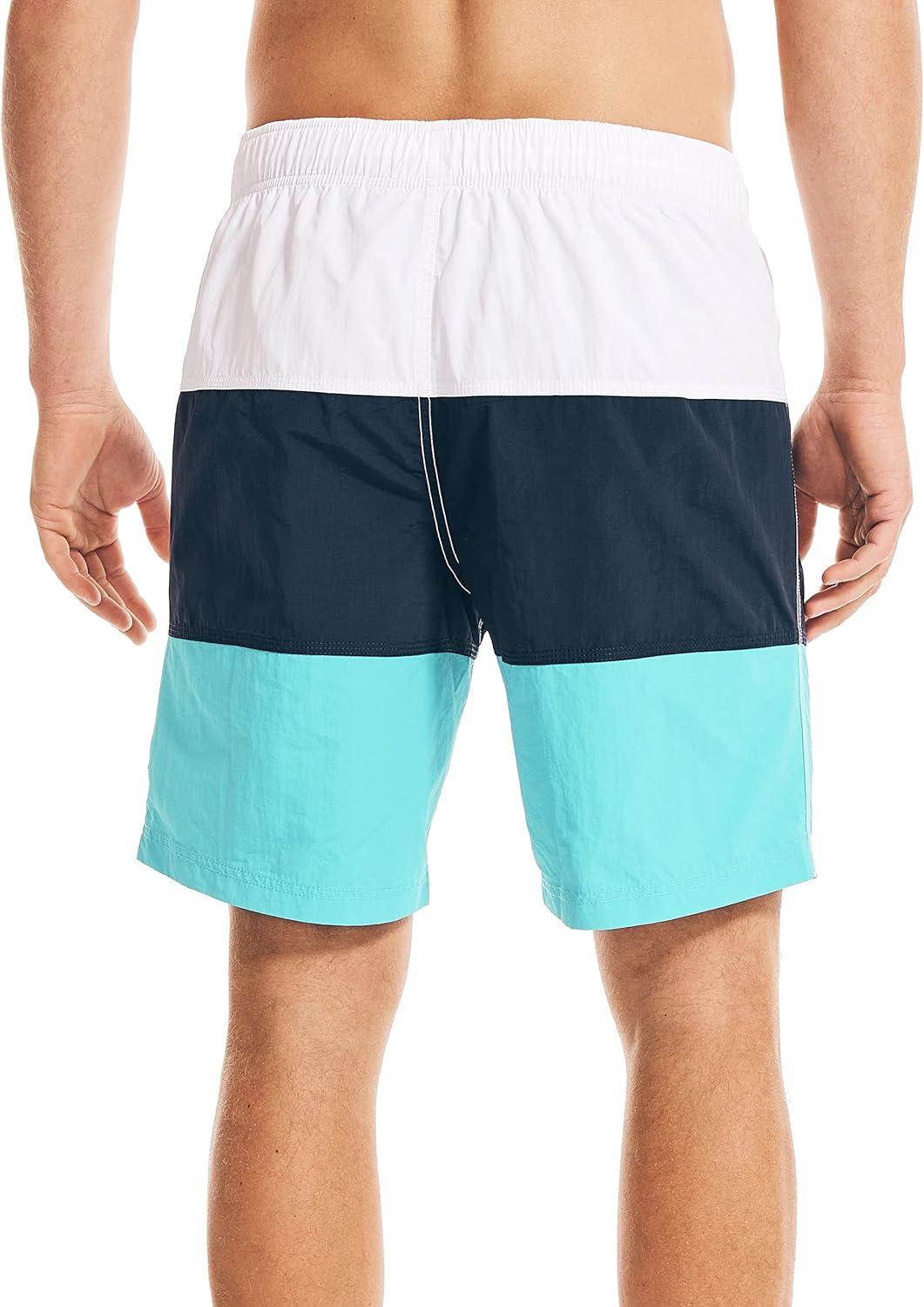 imageNautica Mens Quick Dry Classic Logo TriBlock Series Swim TrunkCalypso Blue