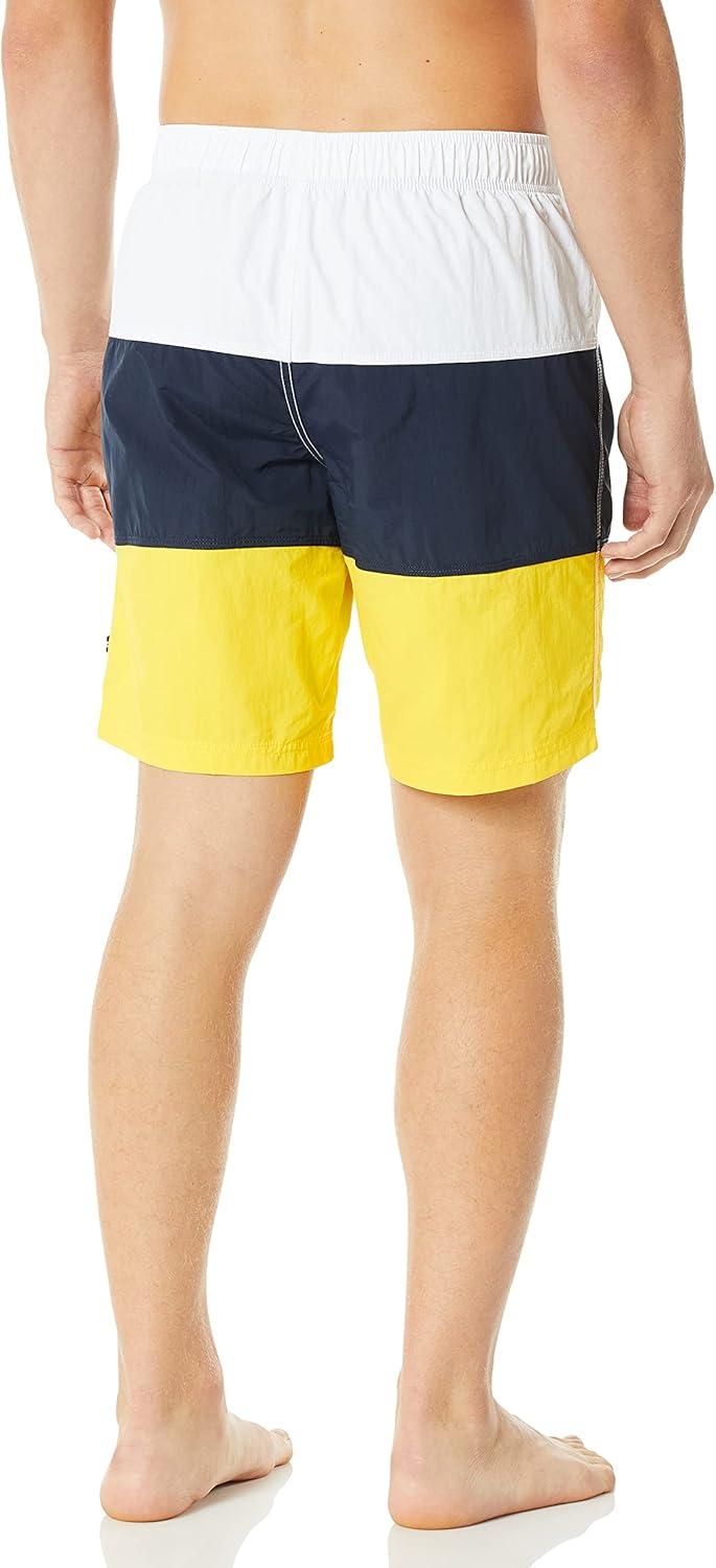 imageNautica Mens Quick Dry Classic Logo TriBlock Series Swim TrunkVibrant Yellow