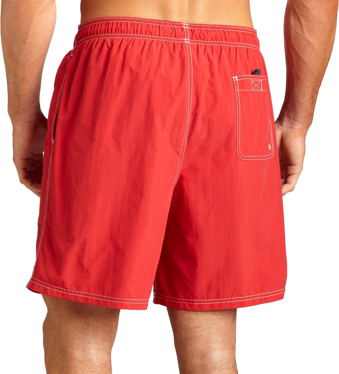 imageNautica Mens Quick Dry Solid Swim TrunkRed