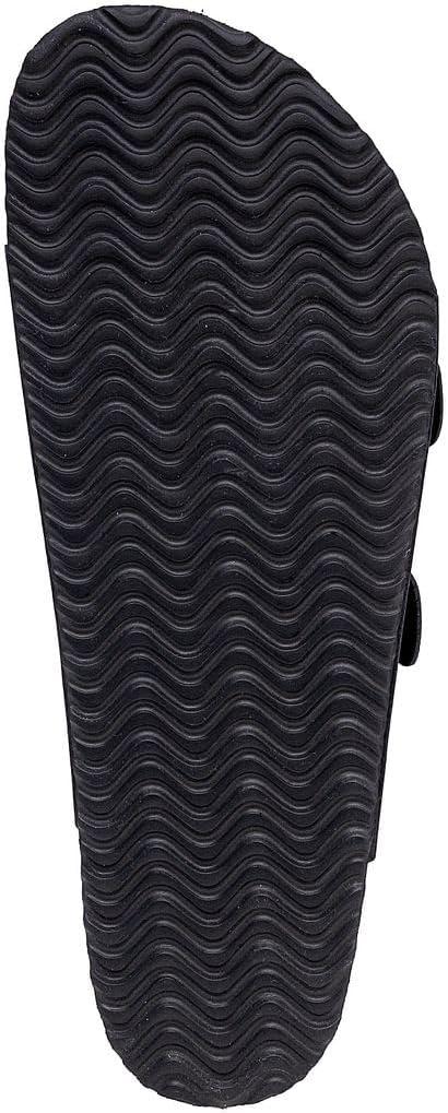 imageNautica Mens Sandals Casual Slides with 2 Adjustable Buckle Straps and Cork Footbed for Ultimate Comfort and Style RegularWide Width Big SizeBlack X Tumbled