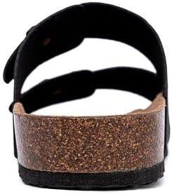 imageNautica Mens Sandals Casual Slides with 2 Adjustable Buckle Straps and Cork Footbed for Ultimate Comfort and Style RegularWide Width Big SizeBlack X Tumbled
