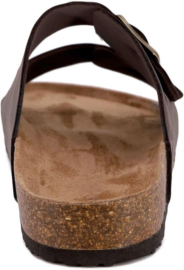 imageNautica Mens Sandals Casual Slides with 2 Adjustable Buckle Straps and Cork Footbed for Ultimate Comfort and Style RegularWide Width Big SizeBrown Tumbledtriun