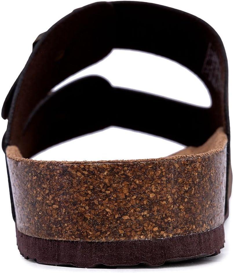 imageNautica Mens Sandals Casual Slides with 2 Adjustable Buckle Straps and Cork Footbed for Ultimate Comfort and Style RegularWide Width Big SizeEspresso
