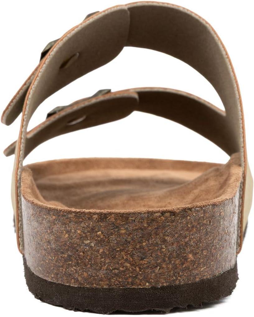 imageNautica Mens Sandals Casual Slides with 2 Adjustable Buckle Straps and Cork Footbed for Ultimate Comfort and Style RegularWide Width Big SizeLight Tantriun