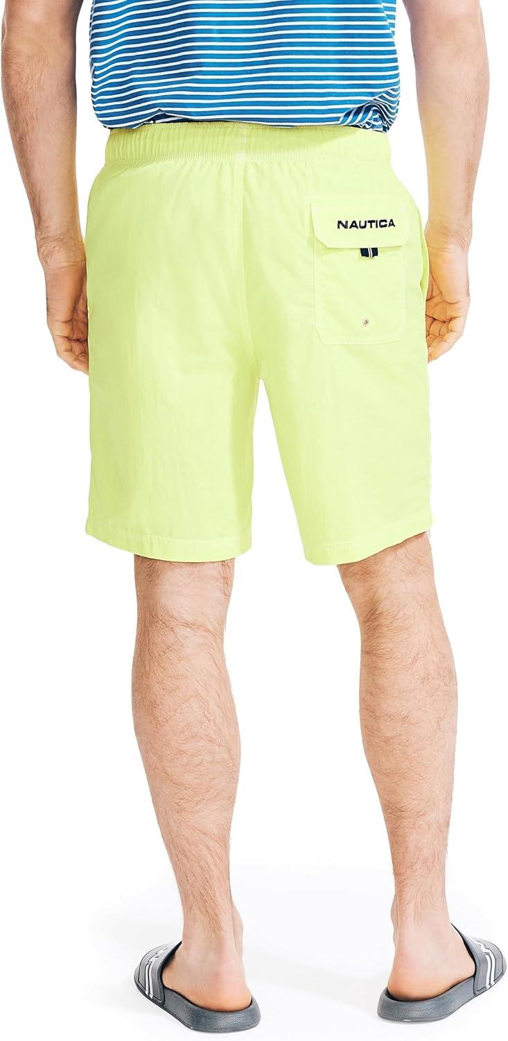 imageNautica Mens Solid Quick Dry Classic Logo SwimTrunkBlazing Yellow