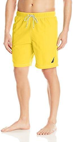imageNautica Mens Solid Quick Dry Classic Logo SwimTrunkBlazing Yellow