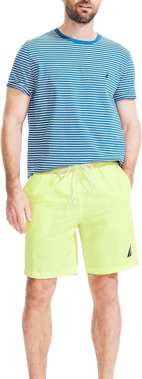 imageNautica Mens Solid Quick Dry Classic Logo SwimTrunkBlazing Yellow