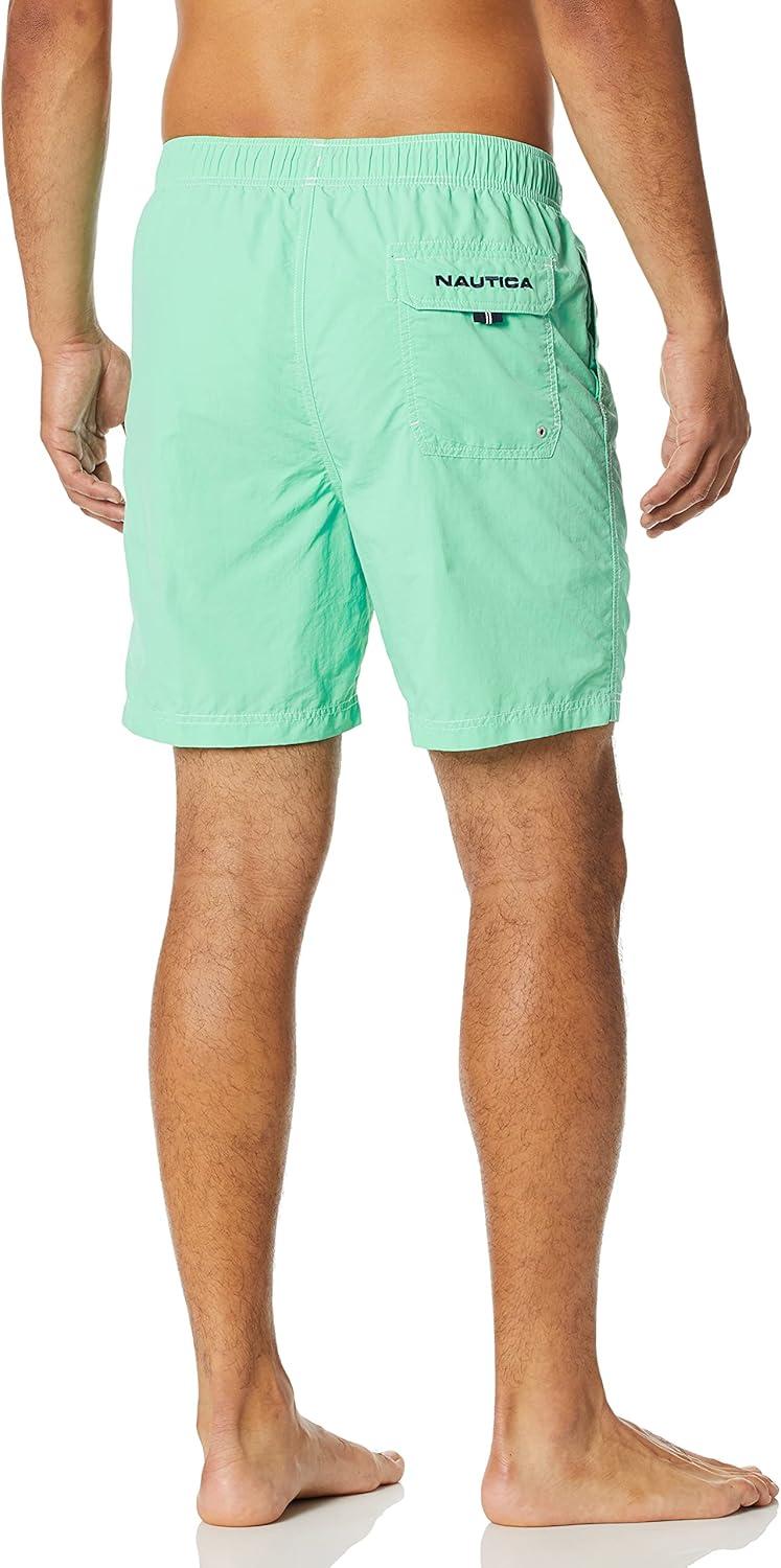 imageNautica Mens Solid Quick Dry Classic Logo SwimTrunkMint Spring Dark