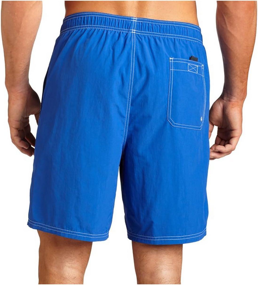 imageNautica Mens Solid Quick Dry Classic Logo SwimTrunkNautica Blue