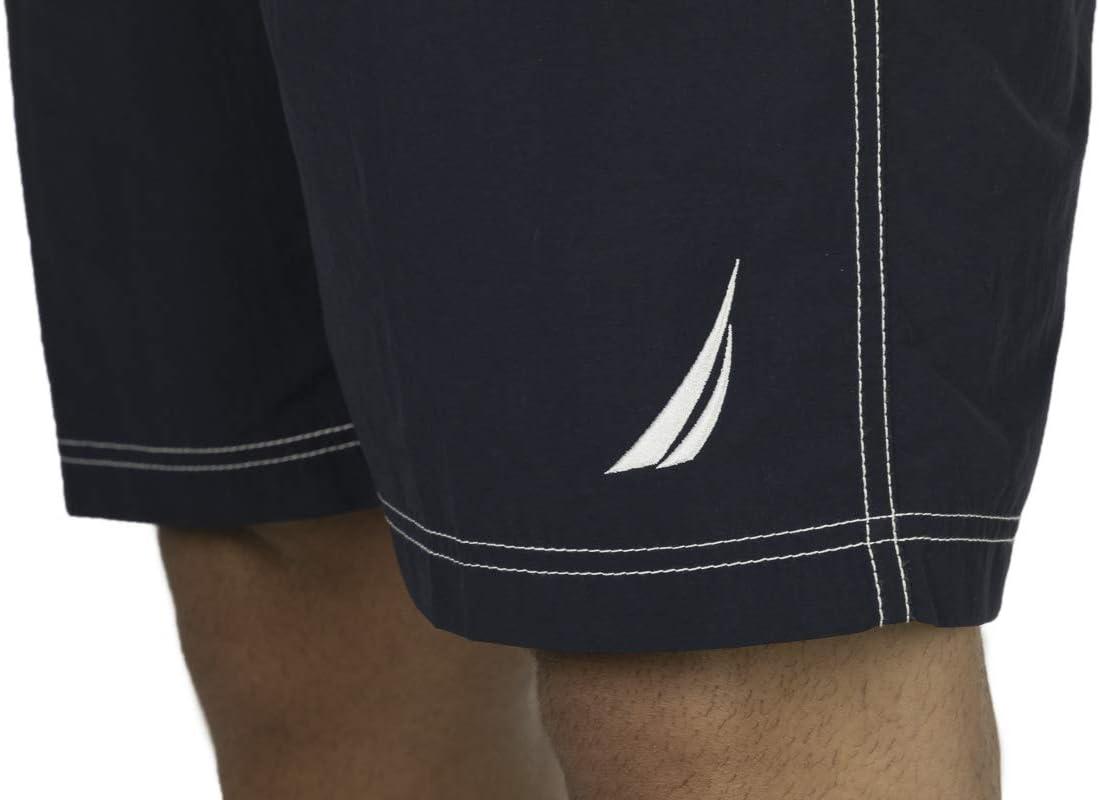 imageNautica Mens Solid Quick Dry Classic Logo SwimTrunkNavy
