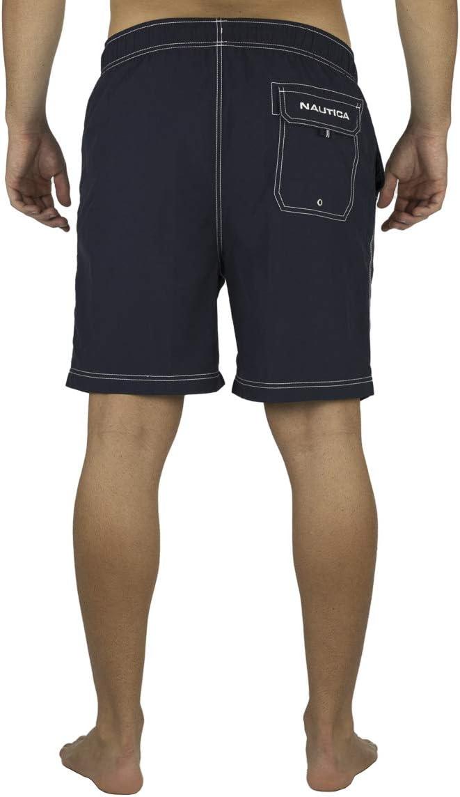 imageNautica Mens Solid Quick Dry Classic Logo SwimTrunkNavy