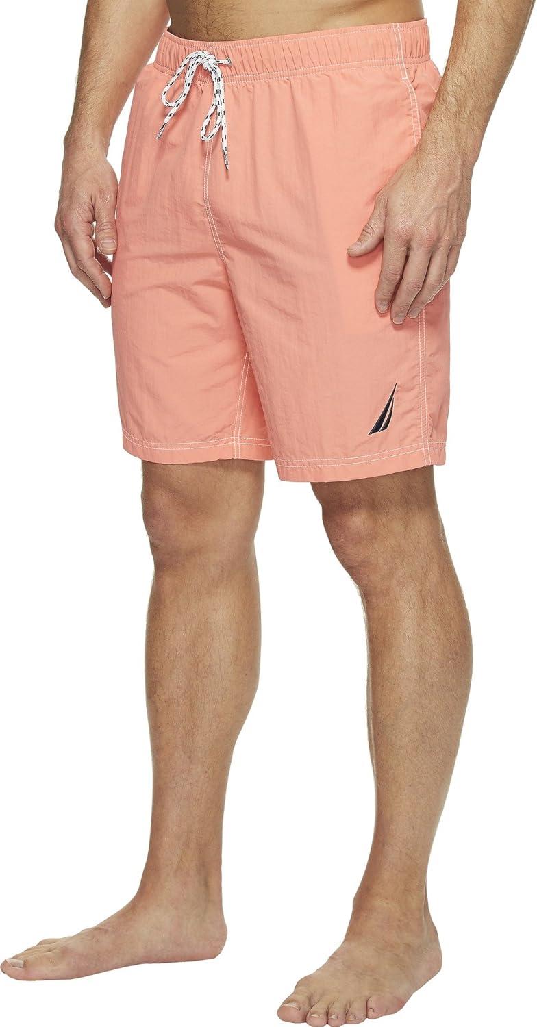 imageNautica Mens Solid Quick Dry Classic Logo SwimTrunkPale Coral