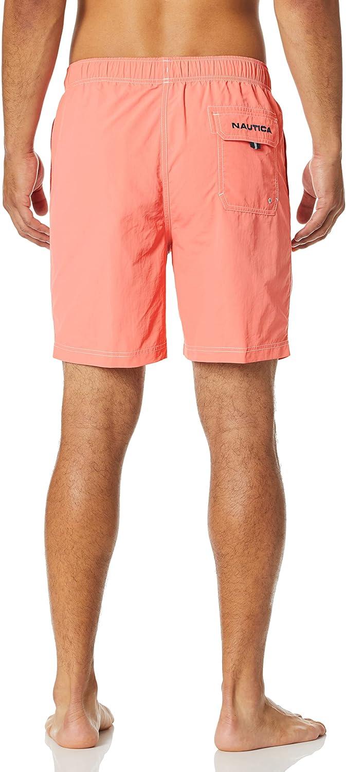 imageNautica Mens Solid Quick Dry Classic Logo SwimTrunkPale Coral