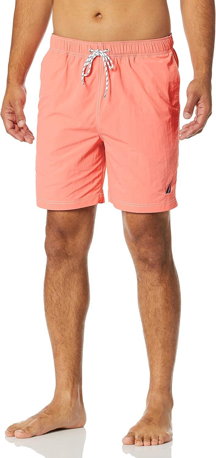 imageNautica Mens Solid Quick Dry Classic Logo SwimTrunkPale Coral