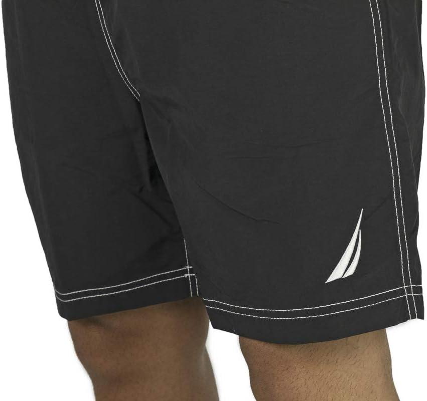 imageNautica Mens Solid Quick Dry Classic Logo SwimTrunkTrue Black