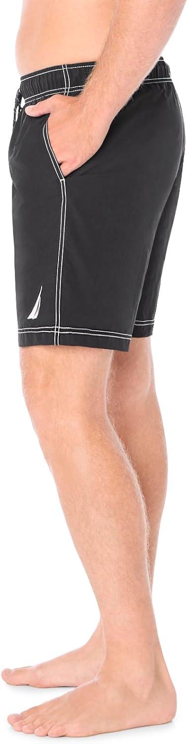 imageNautica Mens Solid Quick Dry Classic Logo SwimTrunkTrue Black