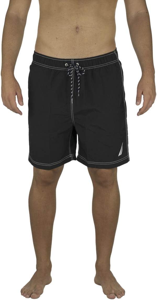 imageNautica Mens Solid Quick Dry Classic Logo SwimTrunkTrue Black