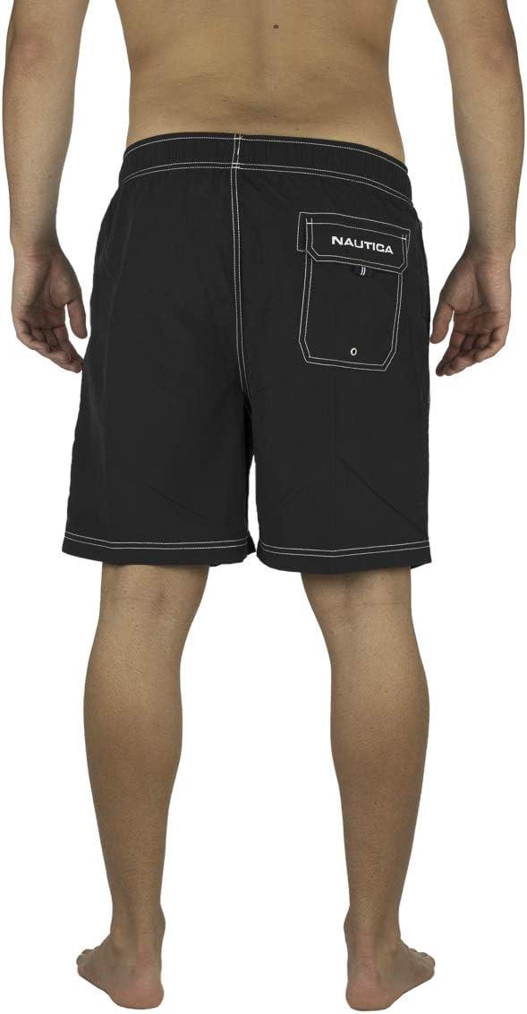 imageNautica Mens Solid Quick Dry Classic Logo SwimTrunkTrue Black