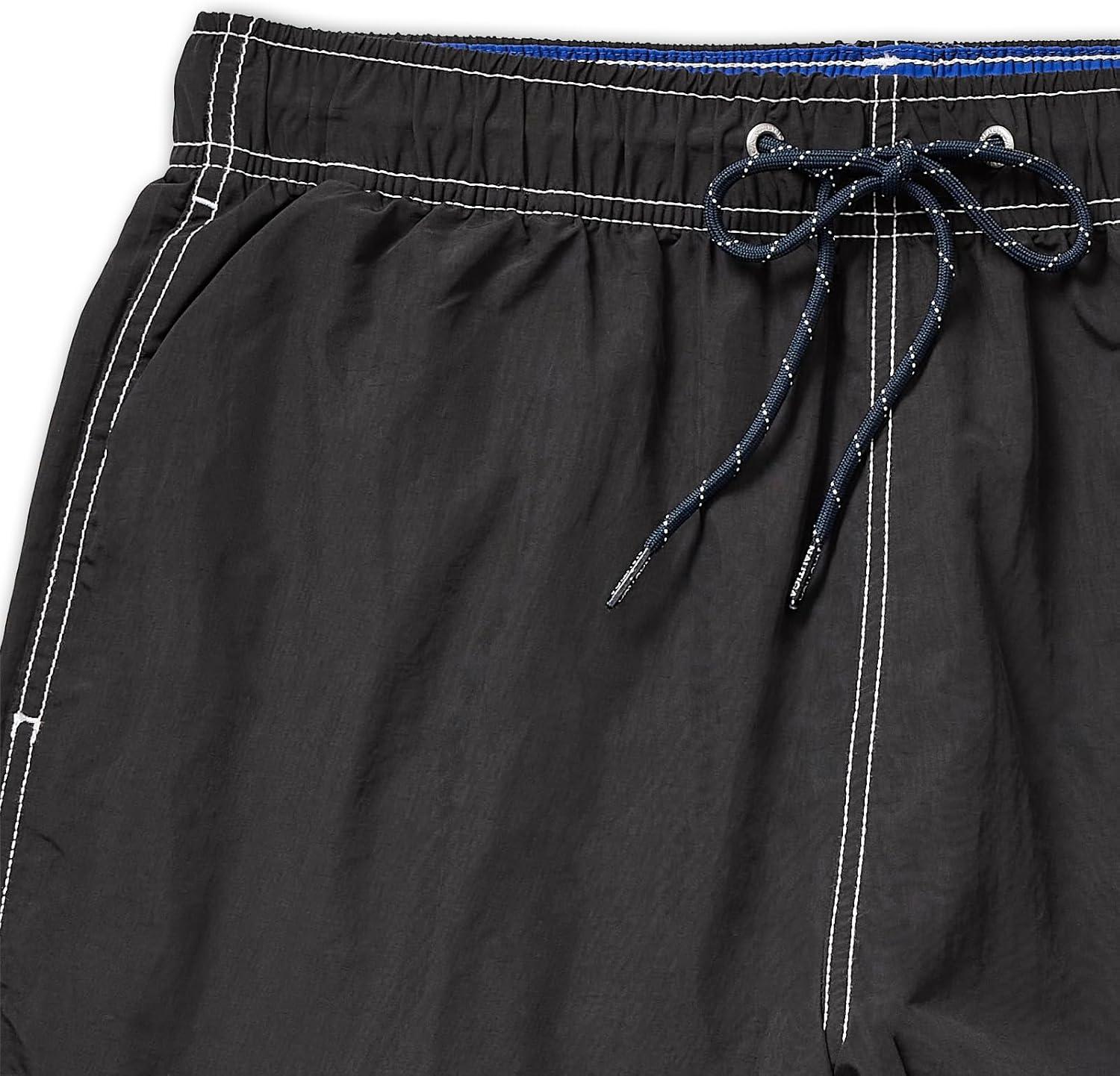 imageNautica Mens Solid Quick Dry Classic Logo SwimTrunkTrue Black
