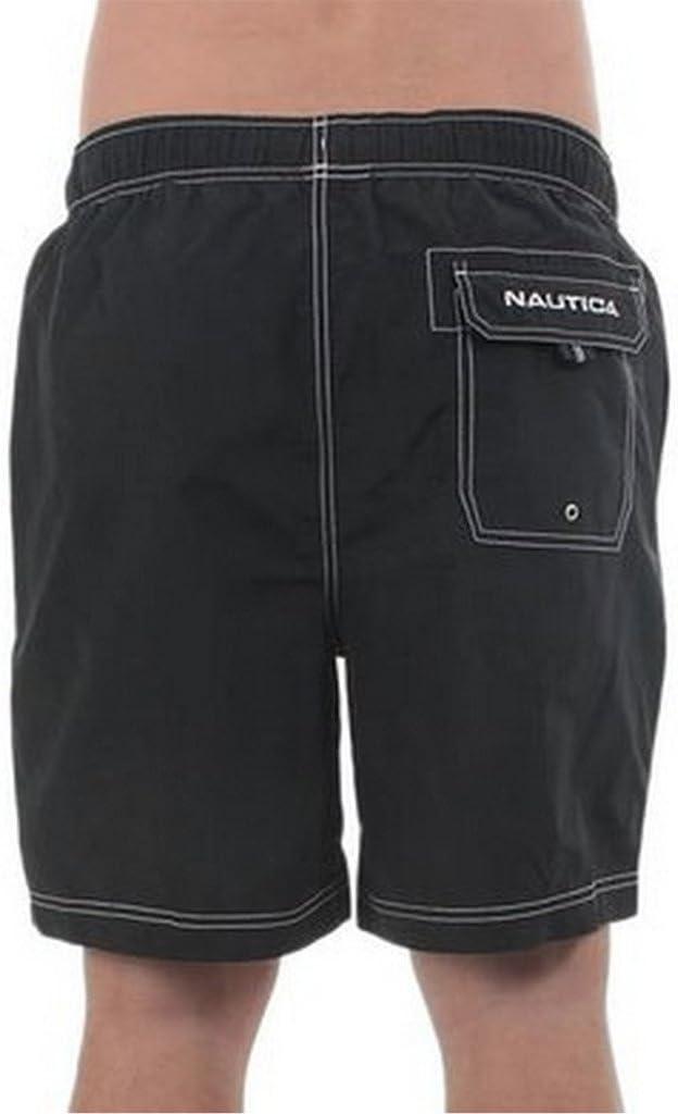 imageNautica Mens Solid Quick Dry Classic Logo SwimTrunkTrue Black