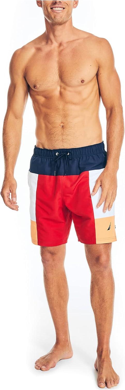 imageNautica Mens Sustainably Crafted 8 Colorblock SwimNautica Red