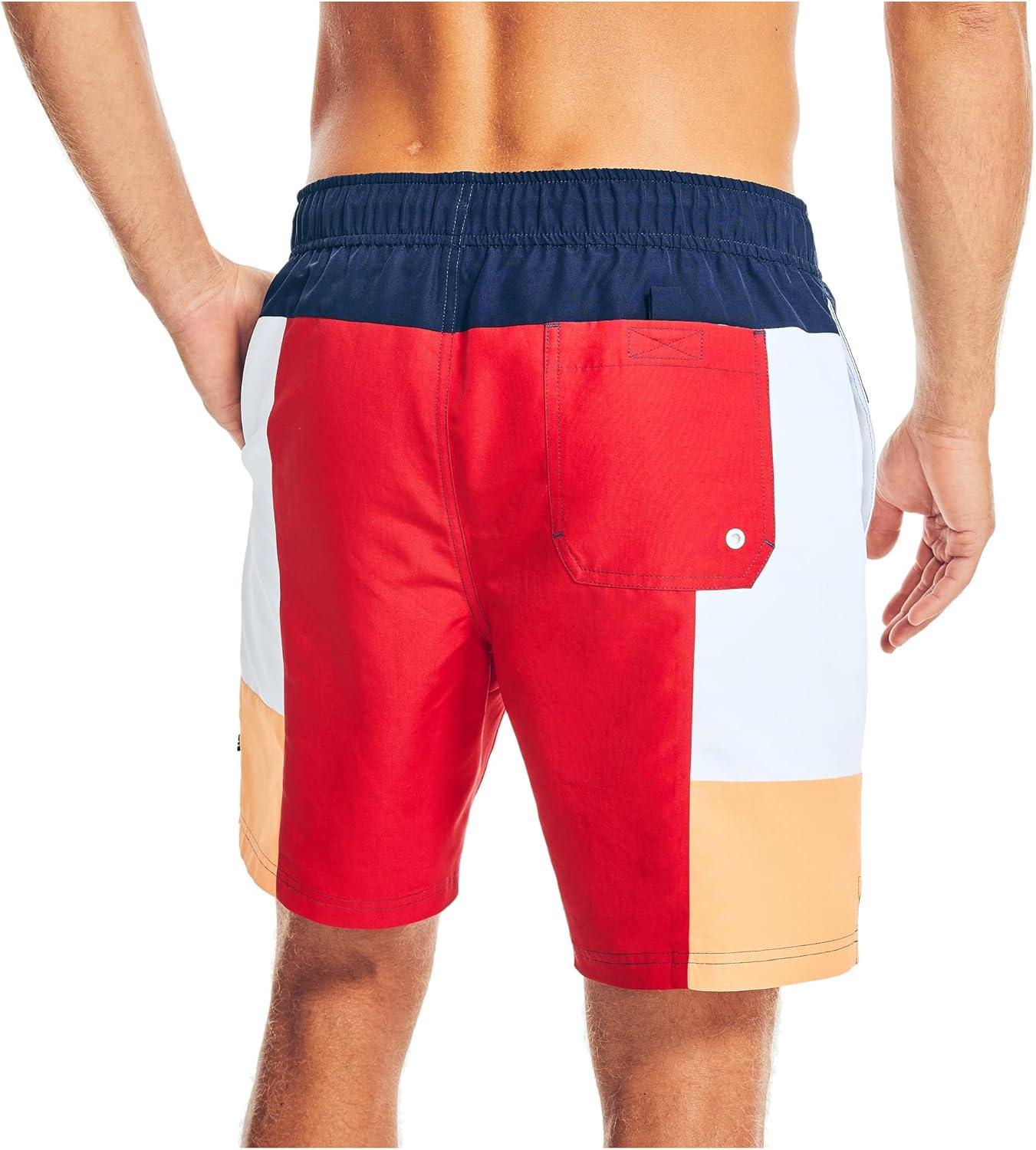 imageNautica Mens Sustainably Crafted 8 Colorblock SwimNautica Red