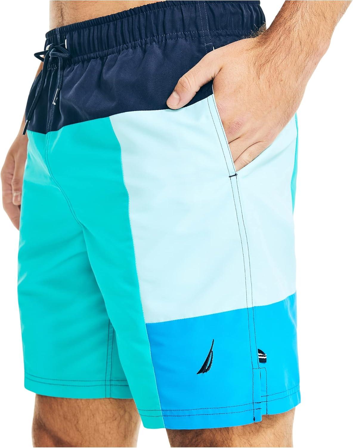 imageNautica Mens Sustainably Crafted 8 Colorblock SwimTropic Jade