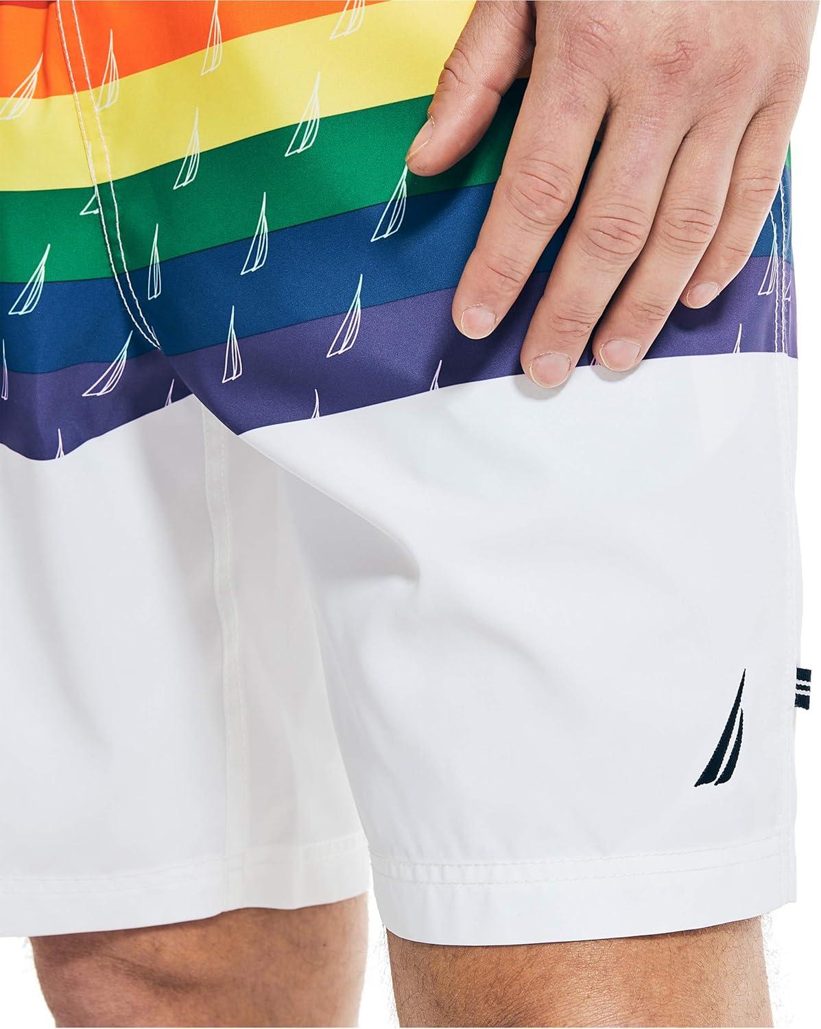 imageNautica Mens Sustainably Crafted Pride Swim ShortBright White