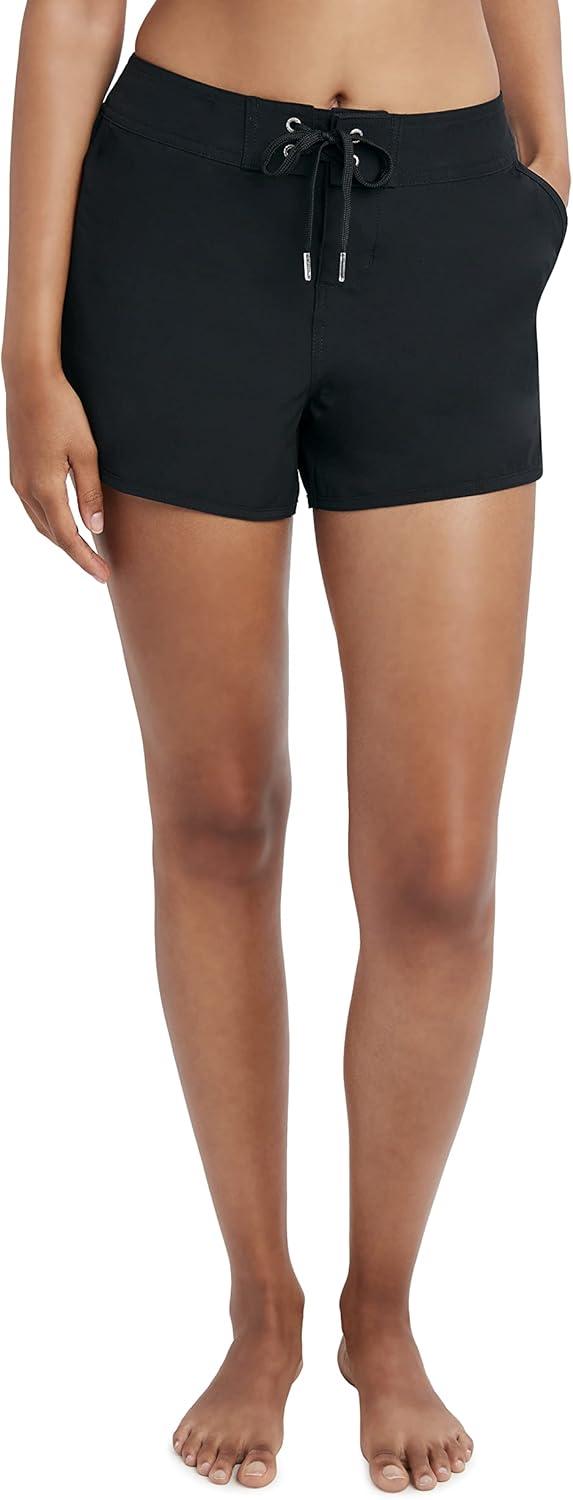 imageNautica Womens Board Shorts 3 Inseam QuickDry Swim Shorts Surf Beach Wear Bikini CoverupBlack
