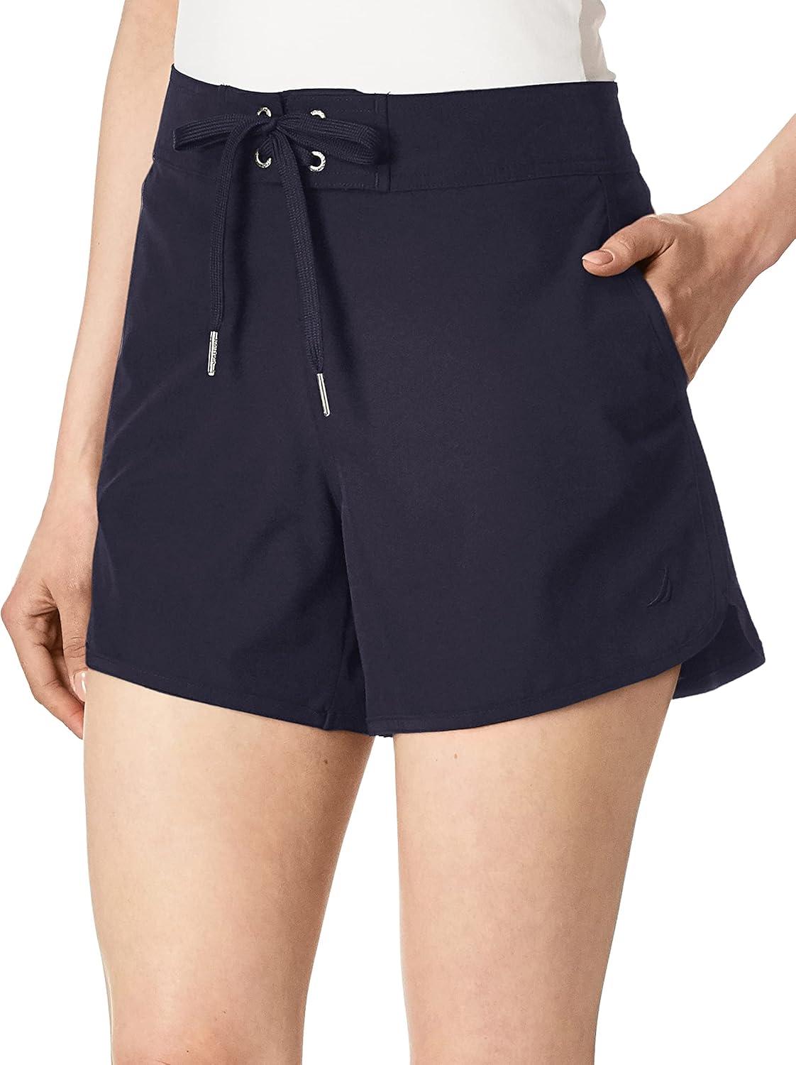 imageNautica Womens Standard Solid 45 Core Stretch Quick Dry Board Short Swimsuit Bottom Adjustable Drawstring Waistband CordDeep Sea