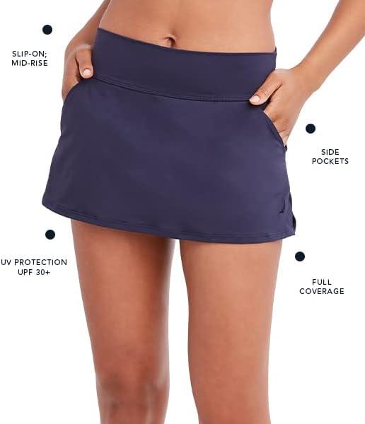 imageNautica womens Swim Skirt Quickdry Swim Shorts Tummy Control Skort Pockets Volley ShortsNavy