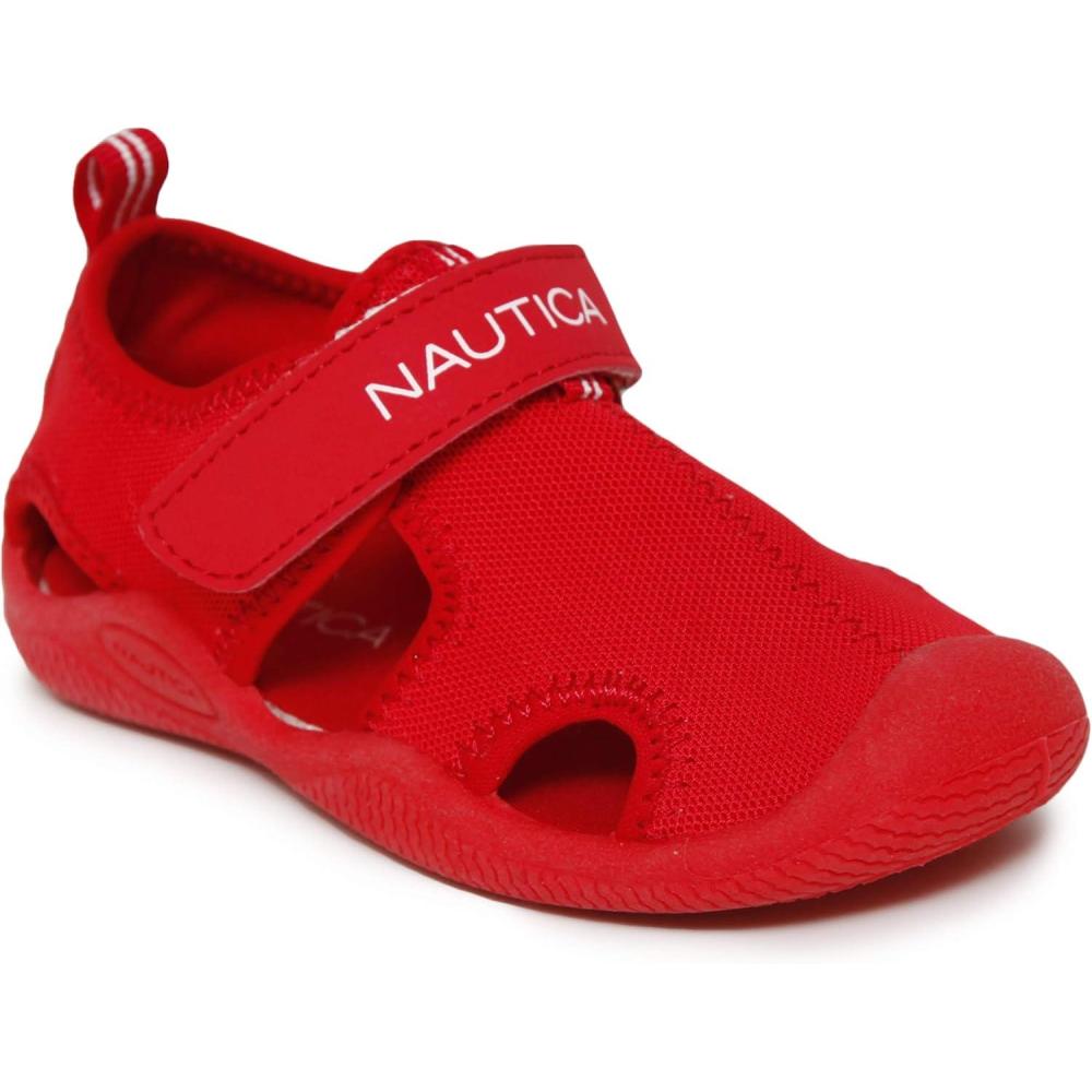 imageNautica Kids Protective Water ShoeClosedToe Sport Sandal Boy Girl Big KidLittle KidToddlerRed Small Mesh