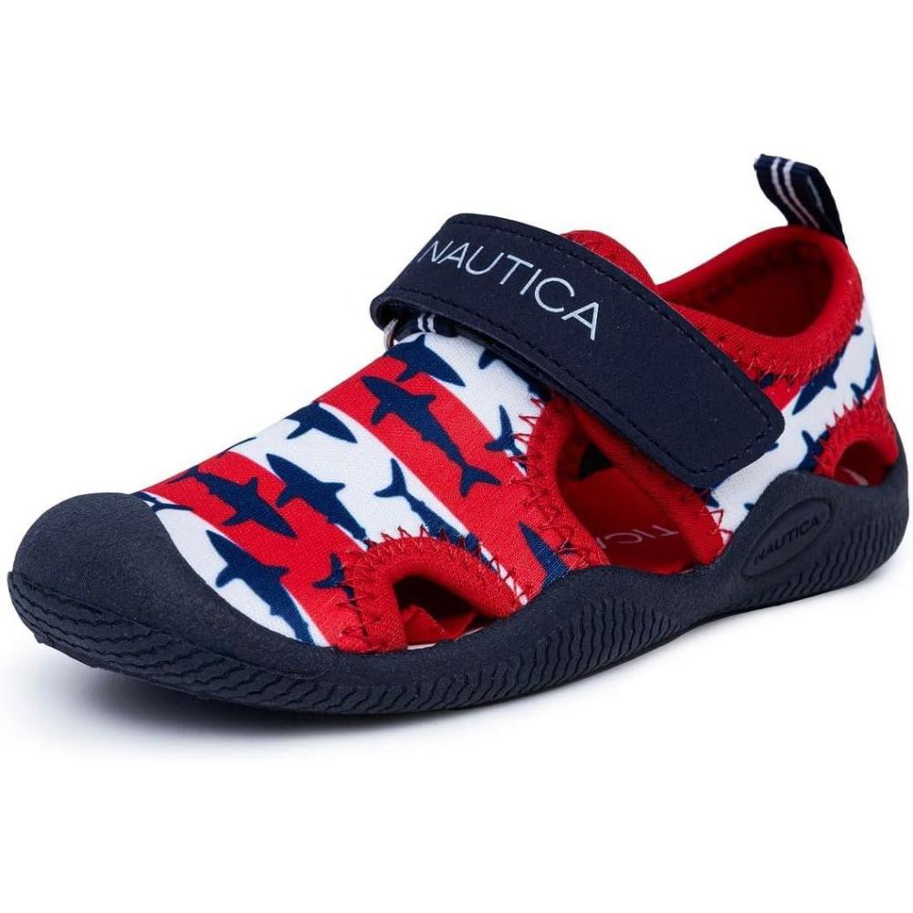 imageNautica Kids Protective Water ShoeClosedToe Sport Sandal Boy  Girl Big KidLittle KidToddlerRwb Shark Stripe