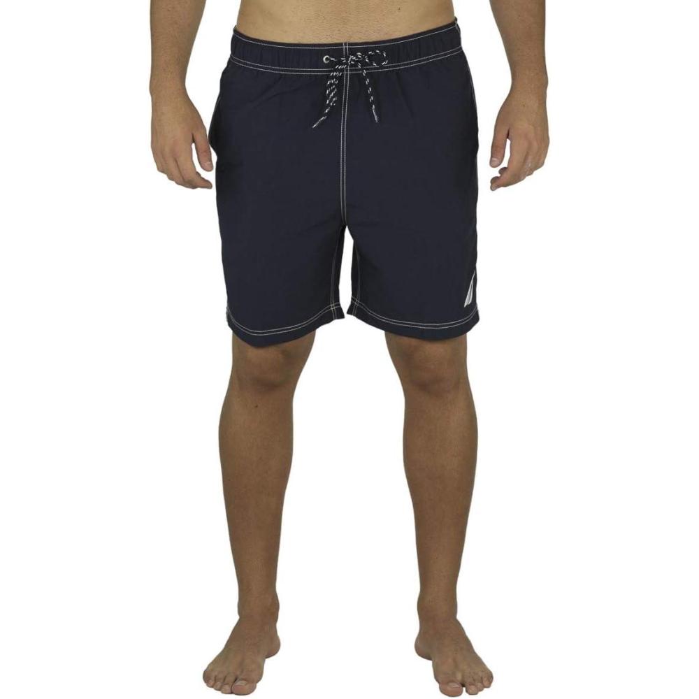 imageNautica Mens Solid Quick Dry Classic Logo SwimTrunkNavy