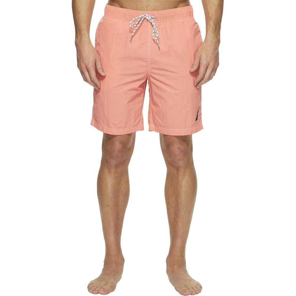 imageNautica Mens Solid Quick Dry Classic Logo SwimTrunkPale Coral