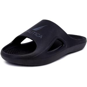 Nautica Men’s Athletic Slides Sport Shower Sandals for Indoor & Outdoor – Lightweight, Durable and Comfortable(Black)