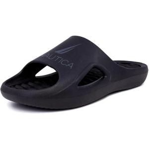 Nautica Men’s Athletic Slides Sport Shower Sandals for Indoor & Outdoor – Lightweight, Durable and Comfortable(Black Charcoal)