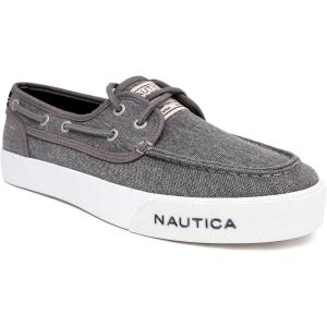 Nautica Men’s Casual Boat Shoes, Moc-Toe Loafers with Cushioned Insole, Deck Fashion Sneaker(Washed Grey)