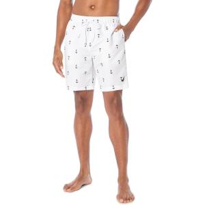 Nautica Mens Quick Dry All Over Classic Anchor Print Swim Trunk(Bright White)