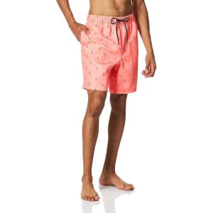 Nautica Mens Quick Dry All Over Classic Anchor Print Swim Trunk(Pale Coral)