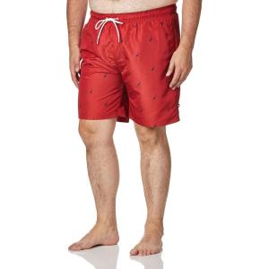 Nautica Men’s Quick Dry All Over J-Class Sailboat Print Swim Trunk(Nautica Red)