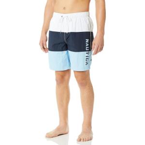 Nautica Men’s Quick Dry Classic Logo Tri-Block Series Swim Trunk(Cool Breeze)