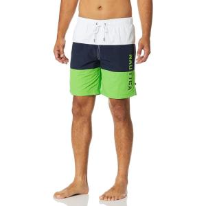 Nautica Men’s Quick Dry Classic Logo Tri-Block Series Swim Trunk(Grass Blade)