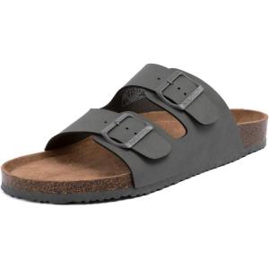 Nautica Men’s Sandals – Casual Slides with 2 Adjustable Buckle Straps and Cork Footbed for Ultimate Comfort and Style (Regular/Wide Width, Big Size)(Grey Mono-triun)