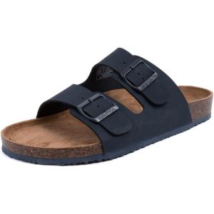 Nautica Men’s Sandals – Casual Slides with 2 Adjustable Buckle Straps and Cork Footbed for Ultimate Comfort and Style (Regular/Wide Width, Big Size)(Navy Mono-triun)