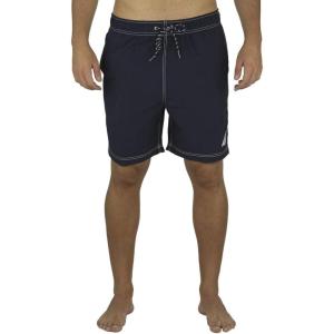 Nautica Men’s Solid Quick Dry Classic Logo Swim-Trunk(Navy)