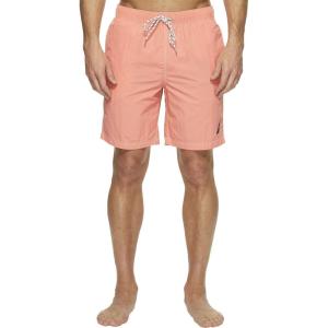 Nautica Men’s Solid Quick Dry Classic Logo Swim-Trunk(Pale Coral)