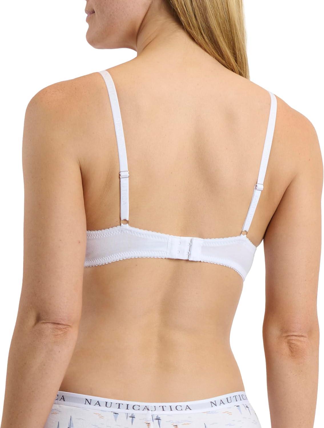 imageNAUTICA Womens 3Pack Bras Cotton Blend Light Lift Everyday TShirt Bra SetMd Heather GreyLight MochaWhite